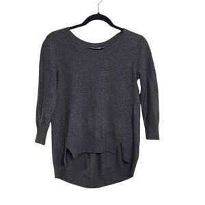 Goats sweater gray cashmere high low 3/4 sleeve luxury minimalists cozy S